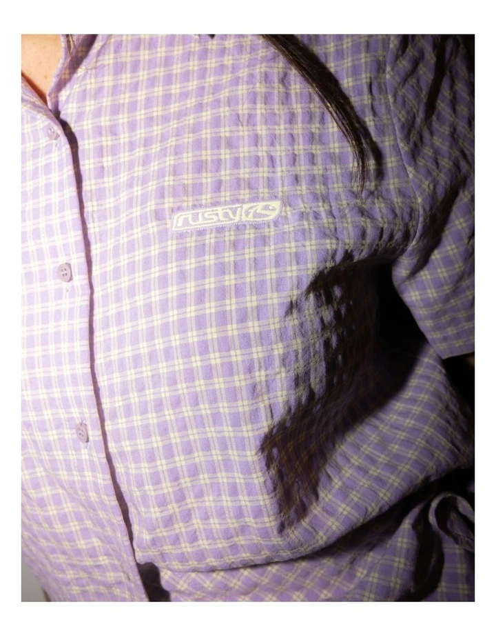 Checked Out Elastic Waist Short in Purple image 6