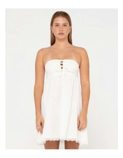 Capri Lace Front Mini Dress in White