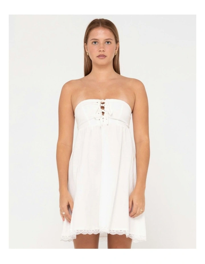 Capri Lace Front Mini Dress in White image 1