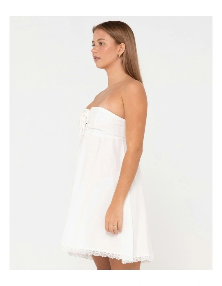 Capri Lace Front Mini Dress in White image 3