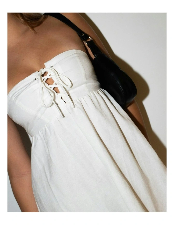 Capri Lace Front Mini Dress in White image 5