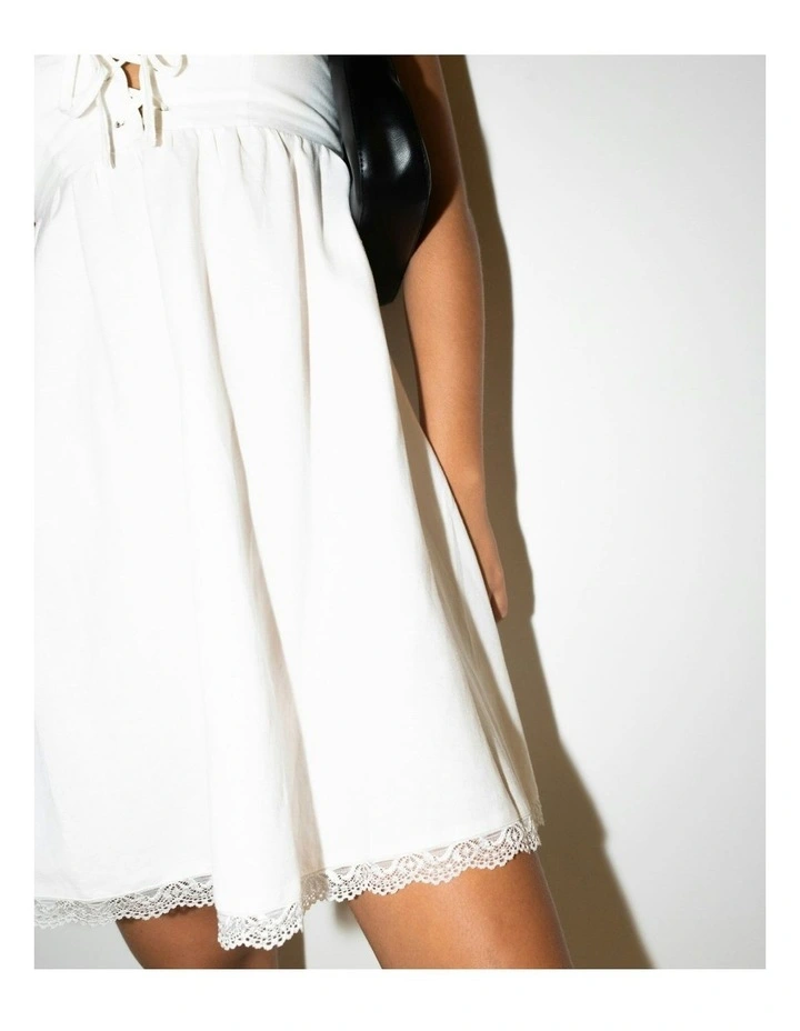 Capri Lace Front Mini Dress in White image 6