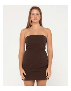Leluna Strapless Mini Dress in Brown