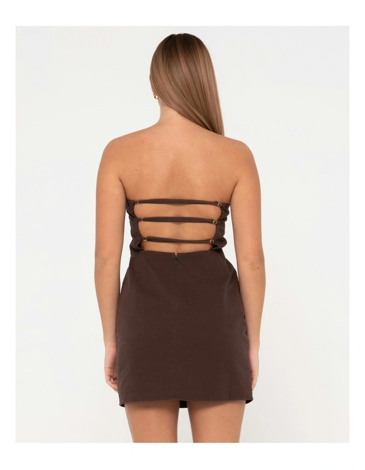 Leluna Strapless Mini Dress in Brown image 2