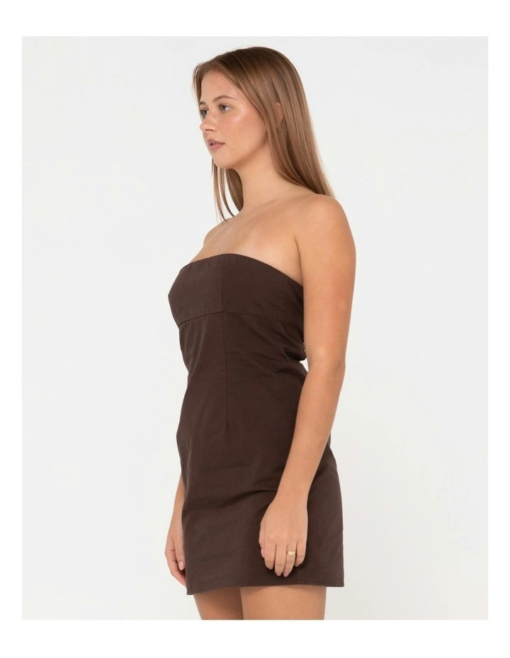 Leluna Strapless Mini Dress in Brown image 3
