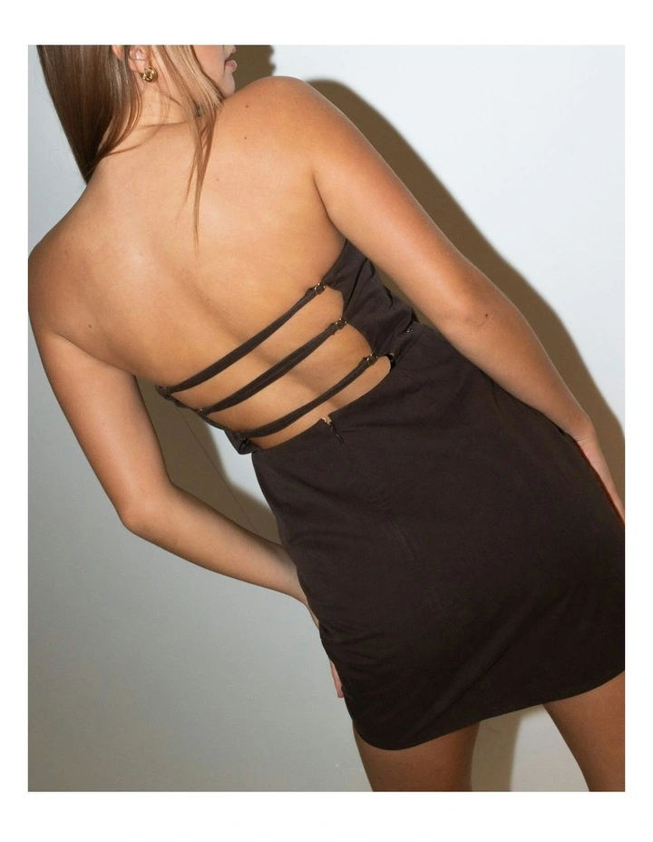 Leluna Strapless Mini Dress in Brown image 4