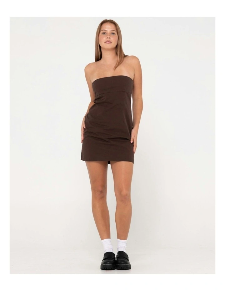 Leluna Strapless Mini Dress in Brown image 6