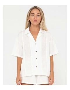 Palm Springs Capri Panelled Overshirt in White