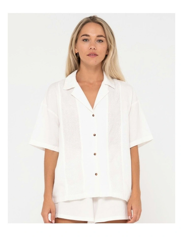 Palm Springs Capri Panelled Overshirt in White image 1