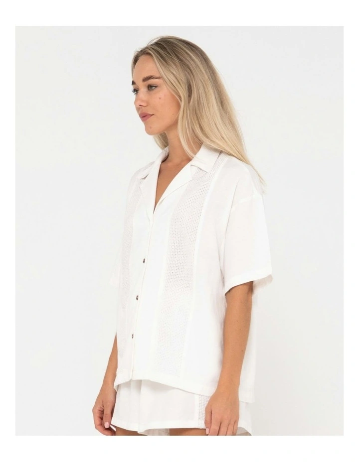 Palm Springs Capri Panelled Overshirt in White image 3
