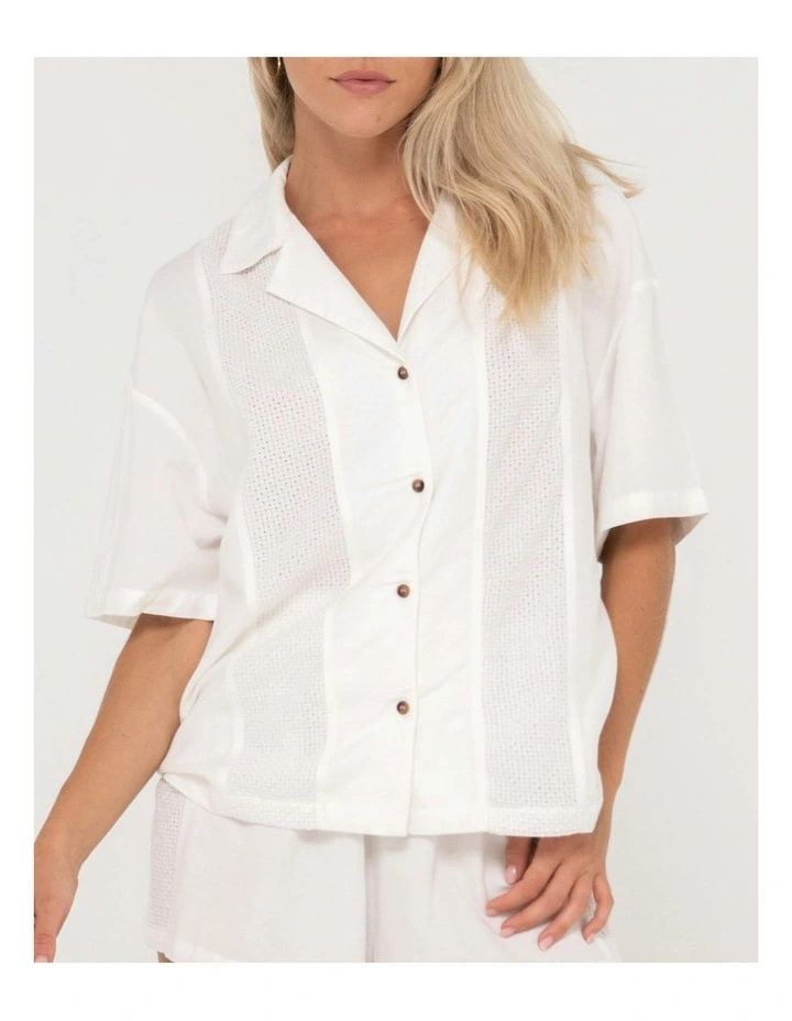 Palm Springs Capri Panelled Overshirt in White image 5