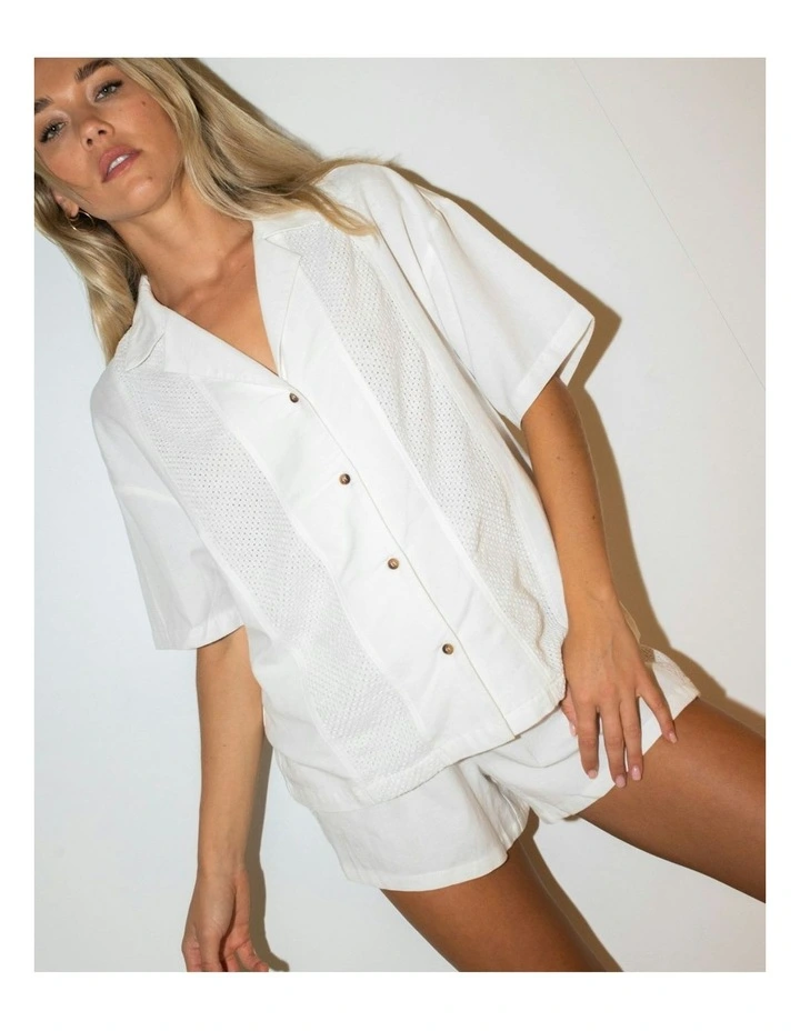 Palm Springs Capri Panelled Overshirt in White image 6