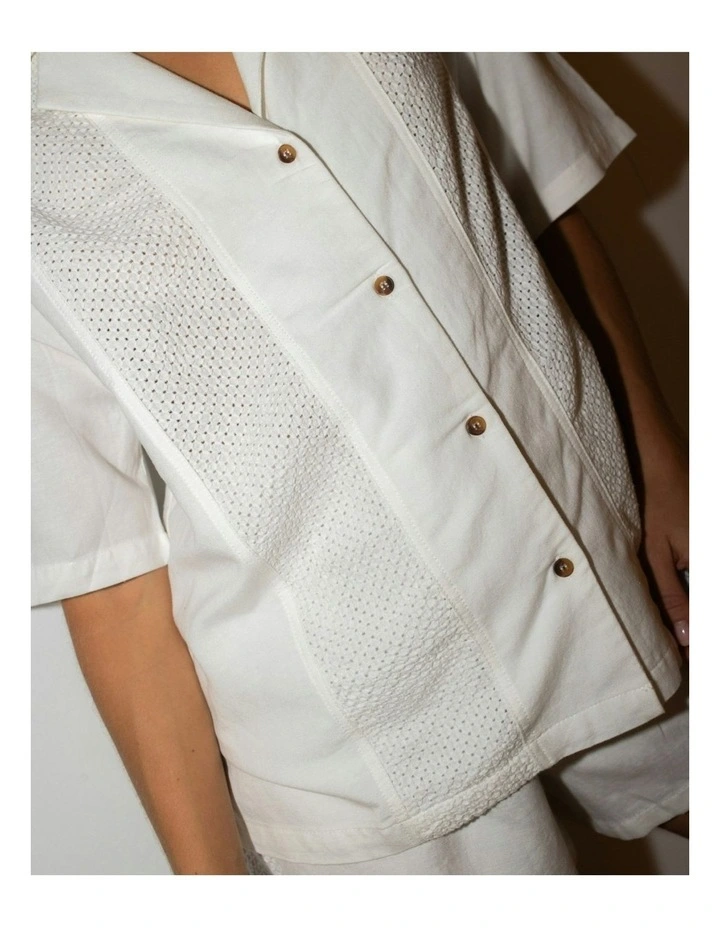 Palm Springs Capri Panelled Overshirt in White image 7