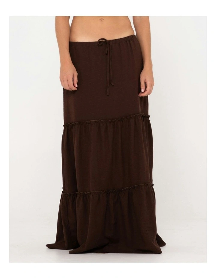 Violeta Low Rise Maxi Skirt in Brown image 1