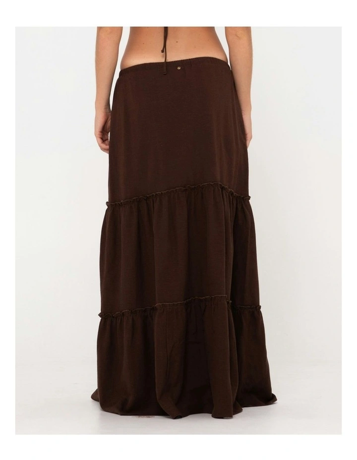 Violeta Low Rise Maxi Skirt in Brown image 2
