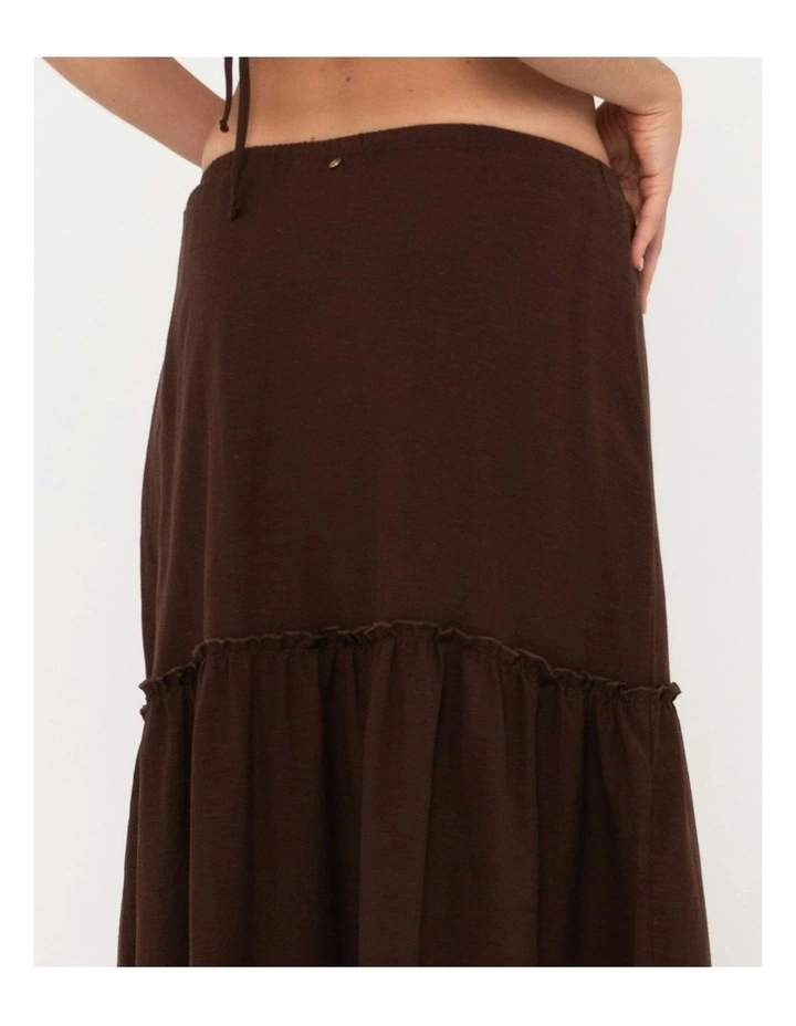 Violeta Low Rise Maxi Skirt in Brown image 4