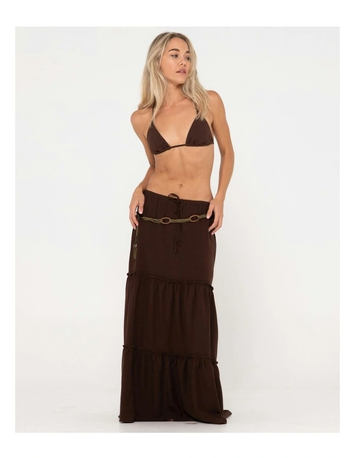 Violeta Low Rise Maxi Skirt in Brown image 6