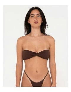 Sandalwood Twist Bandeau Bikini Top in Brown