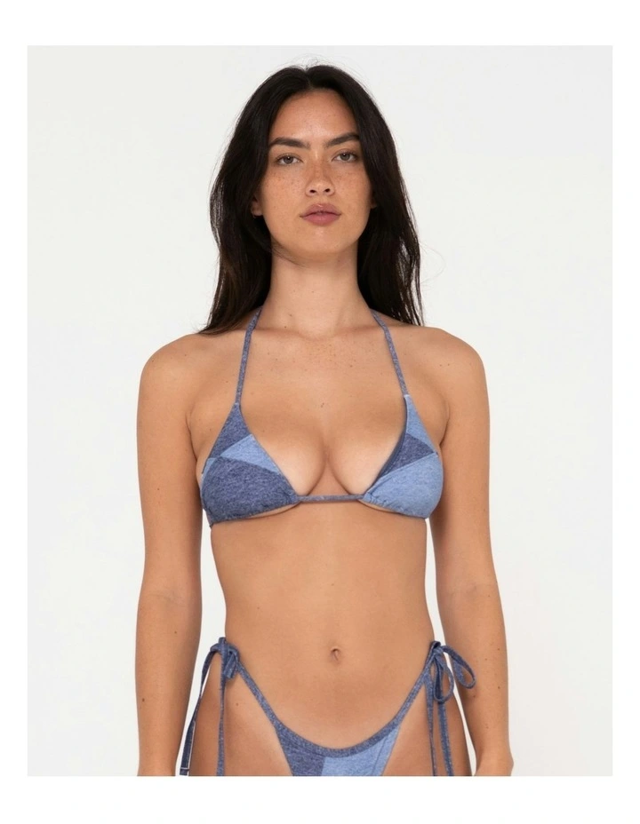Britney Patchwork Multiway Bikini Top in Blue image 1