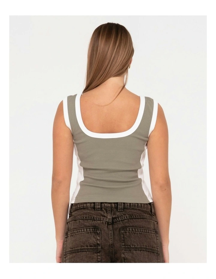 Nineties Ribbed Skimmer Length Tank in Green image 2