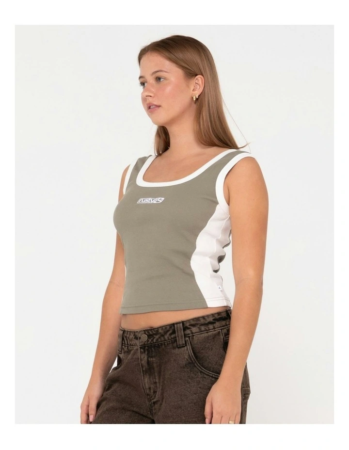 Nineties Ribbed Skimmer Length Tank in Green image 3