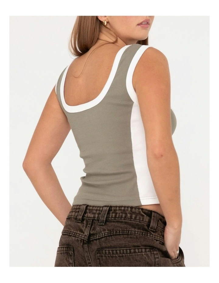 Nineties Ribbed Skimmer Length Tank in Green image 4