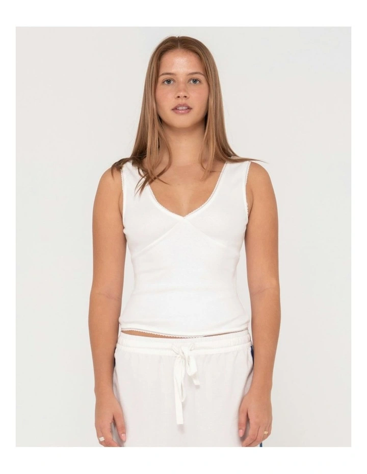 Lacey Vee Neck Tank in White image 1