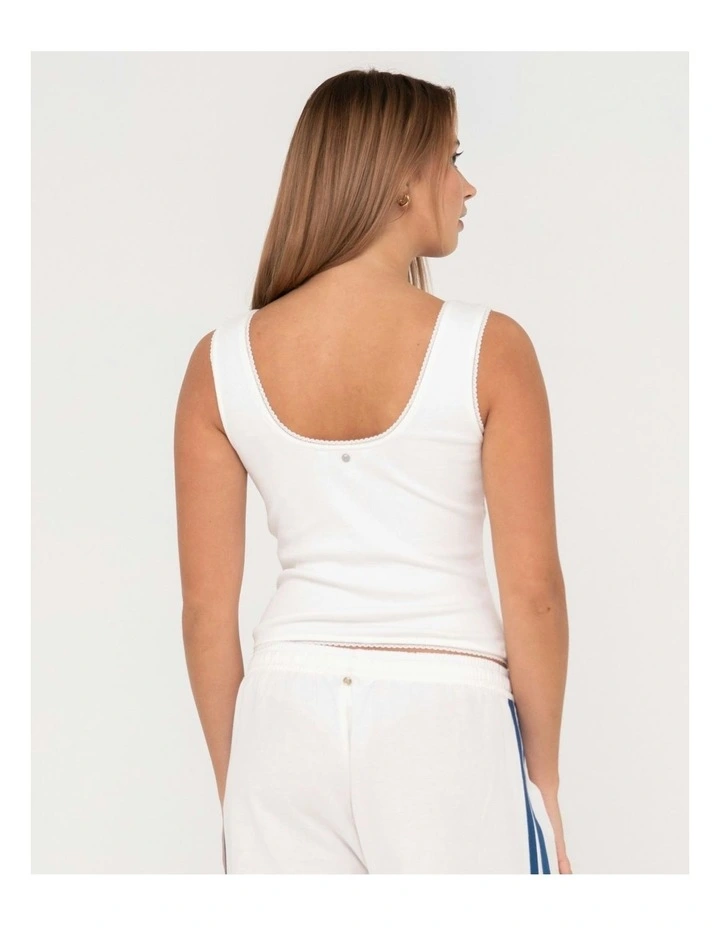 Lacey Vee Neck Tank in White image 2