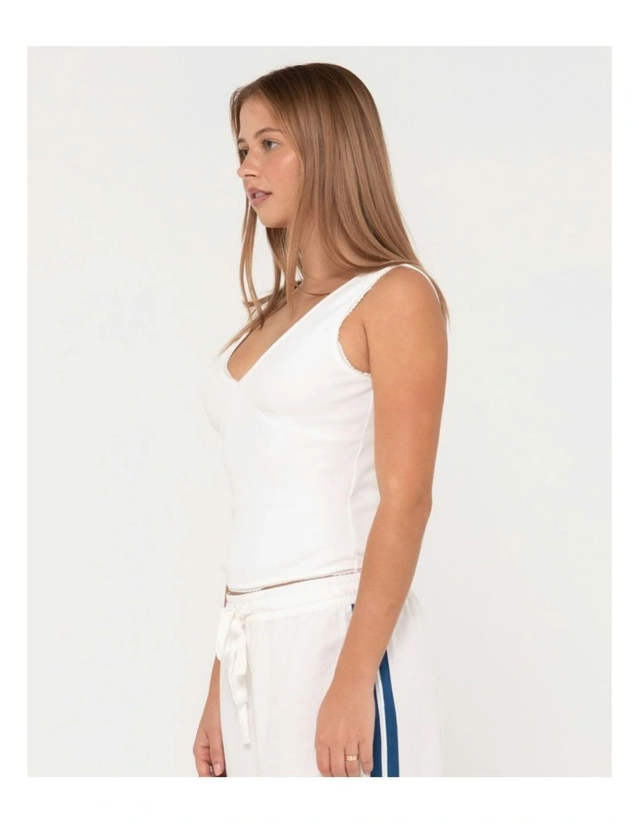 Lacey Vee Neck Tank in White image 3