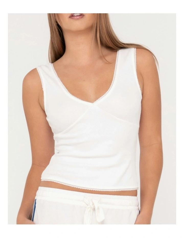 Lacey Vee Neck Tank in White image 4