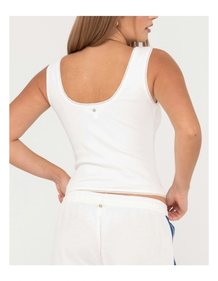 Lacey Vee Neck Tank in White image 5