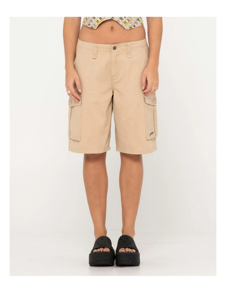 Tank Girl Low Rise Loose Fit Cargo Short in Natural image 1