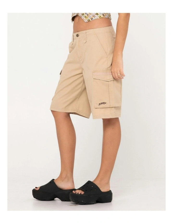 Tank Girl Low Rise Loose Fit Cargo Short in Natural image 3