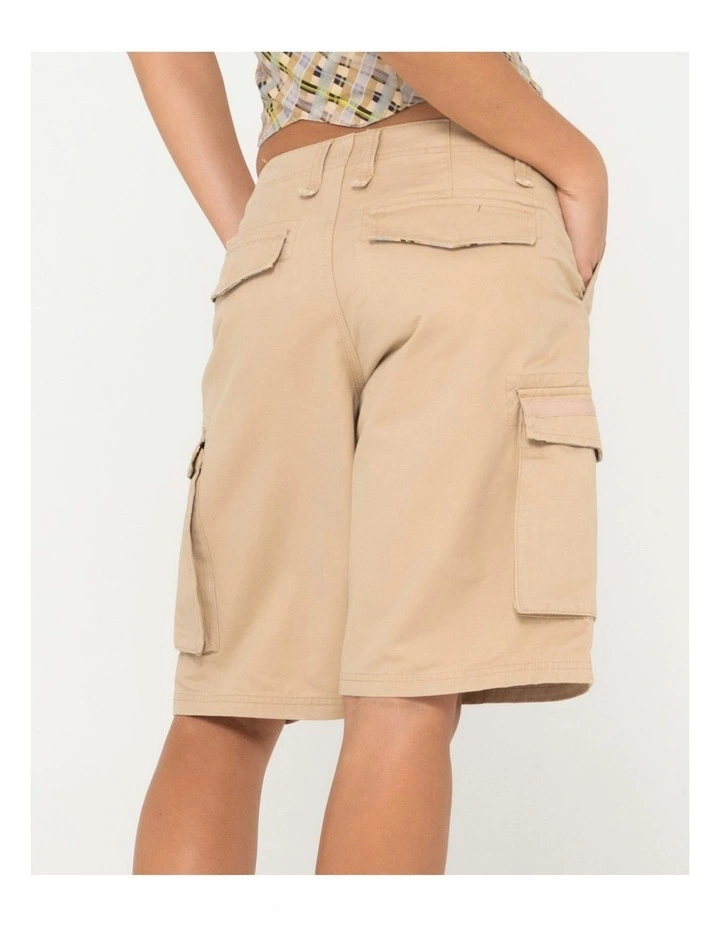 Tank Girl Low Rise Loose Fit Cargo Short in Natural image 4