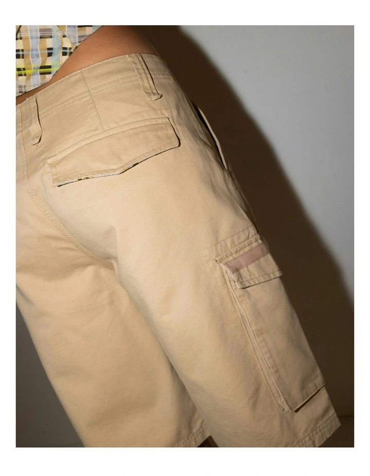 Tank Girl Low Rise Loose Fit Cargo Short in Natural image 7
