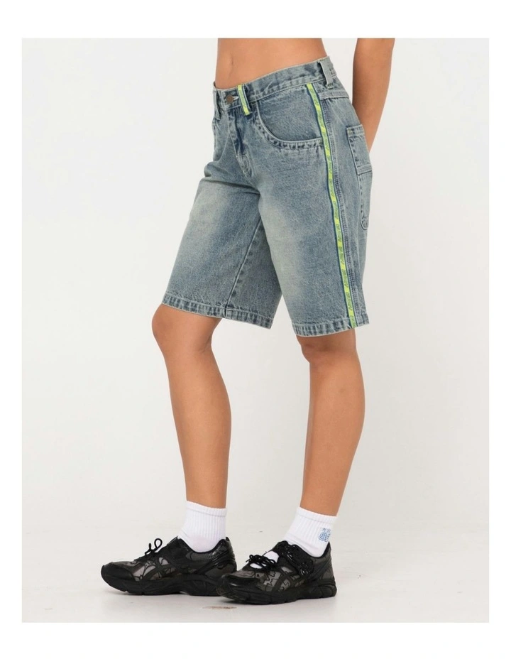 Flip Mommy Low Rise Wide Leg Denim Short in Blue image 3