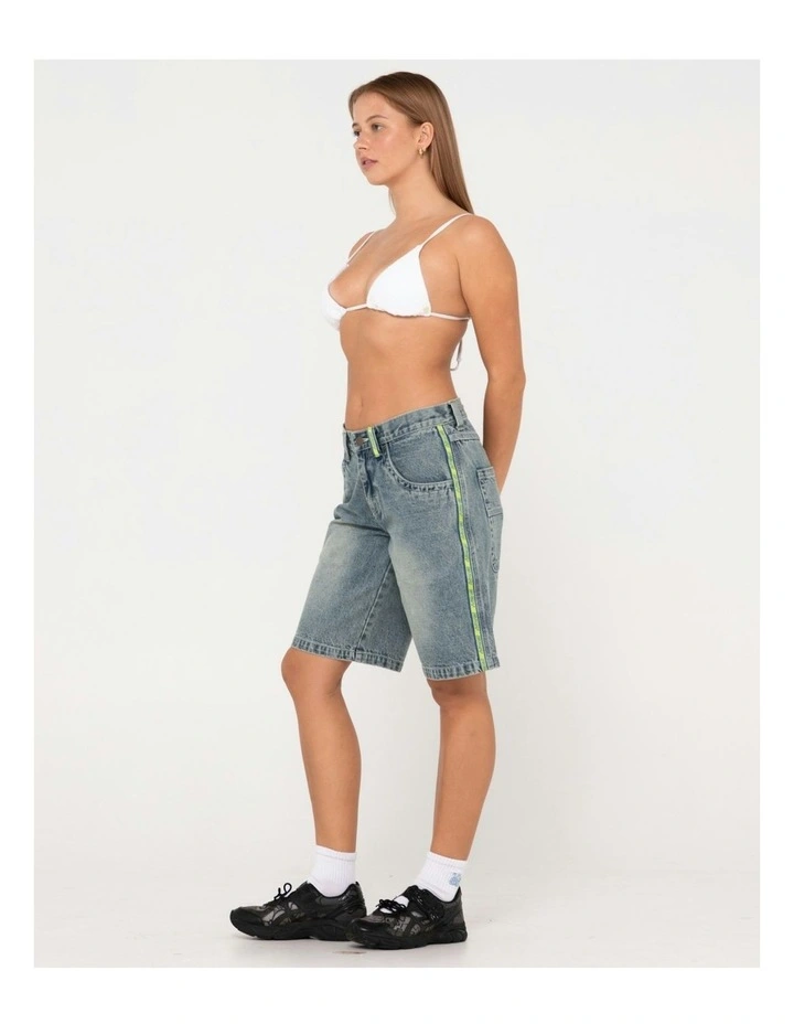 Flip Mommy Low Rise Wide Leg Denim Short in Blue image 6