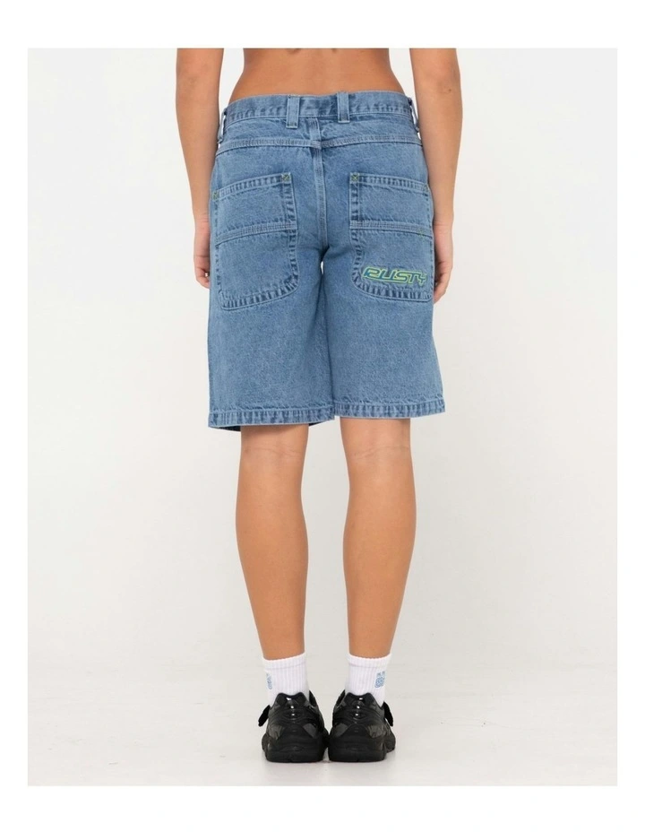 Flip Mommy Low Rise Wide Leg Denim Short in Blue image 2