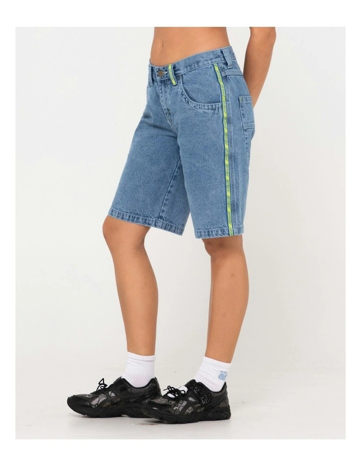 Flip Mommy Low Rise Wide Leg Denim Short in Blue image 3