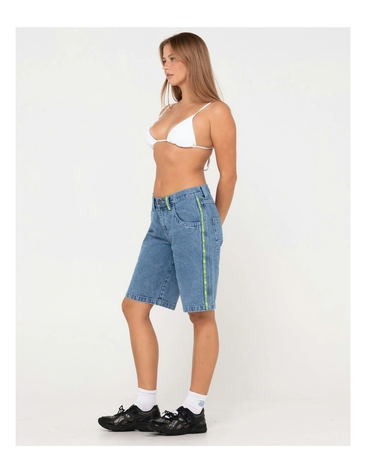 Flip Mommy Low Rise Wide Leg Denim Short in Blue image 6