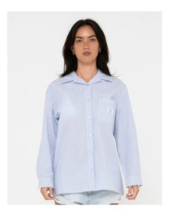 Ava Stripe Oversized Shirt in Blue