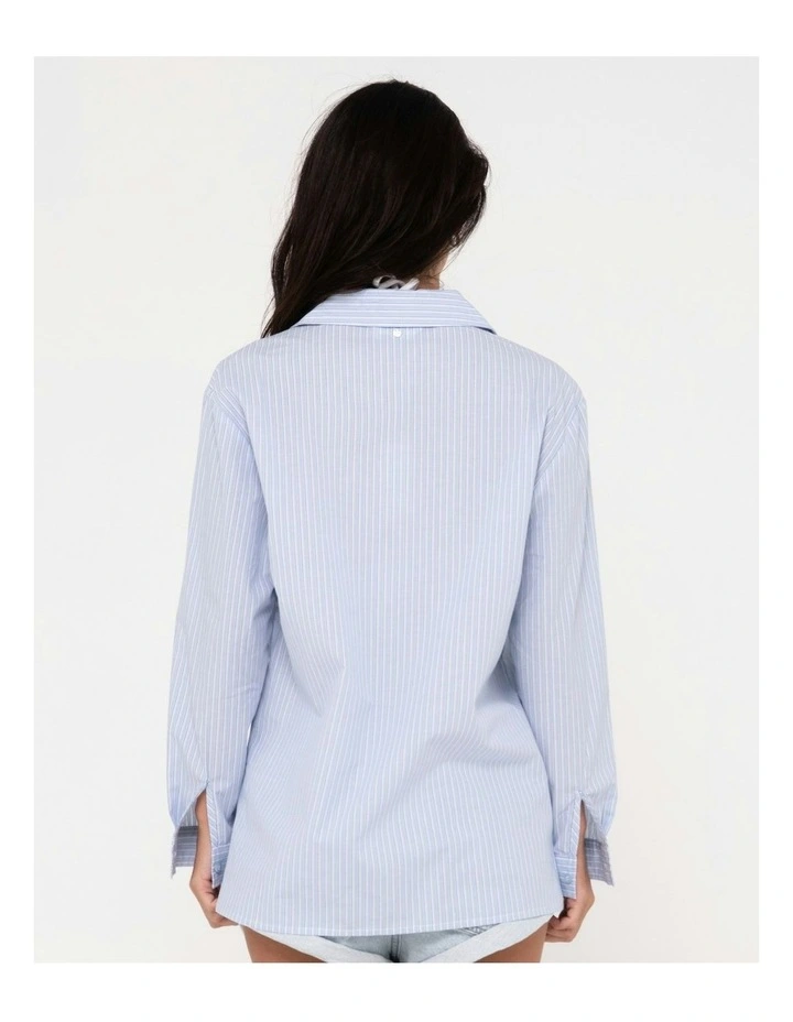 Ava Stripe Oversized Shirt in Blue image 2