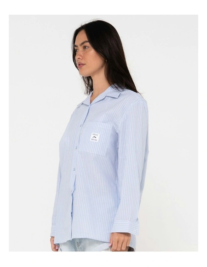 Ava Stripe Oversized Shirt in Blue image 3