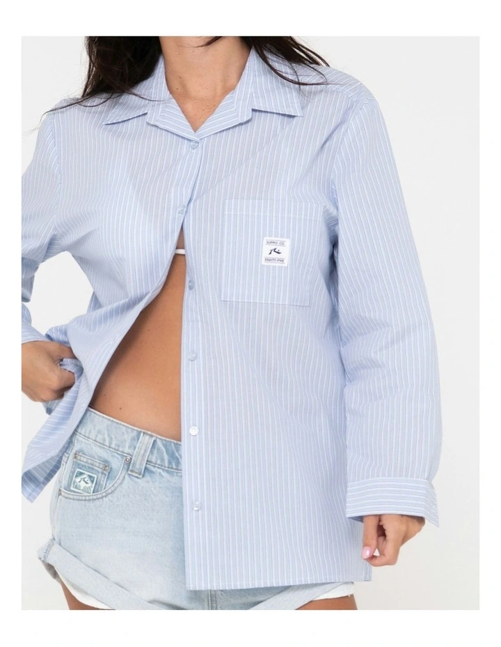 Ava Stripe Oversized Shirt in Blue image 4
