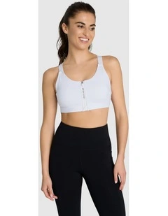 Velocity Zip Adjustable Medium Impact Sports Bra in White