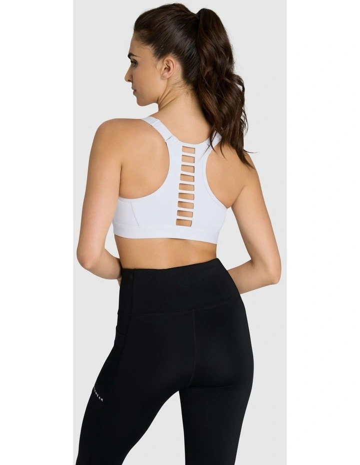 Velocity Zip Adjustable Medium Impact Sports Bra in White image 3