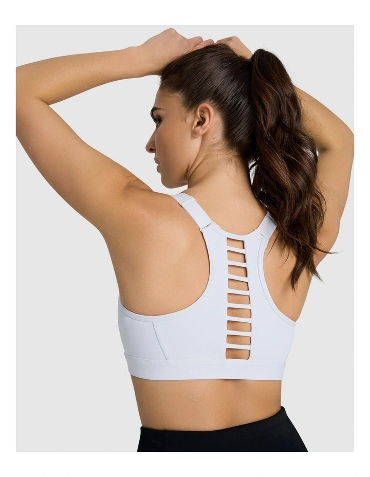 Velocity Zip Adjustable Medium Impact Sports Bra in White image 4