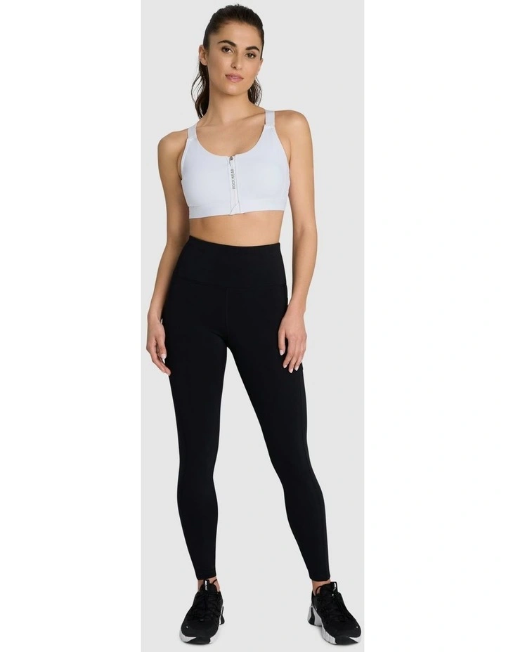 Velocity Zip Adjustable Medium Impact Sports Bra in White image 5