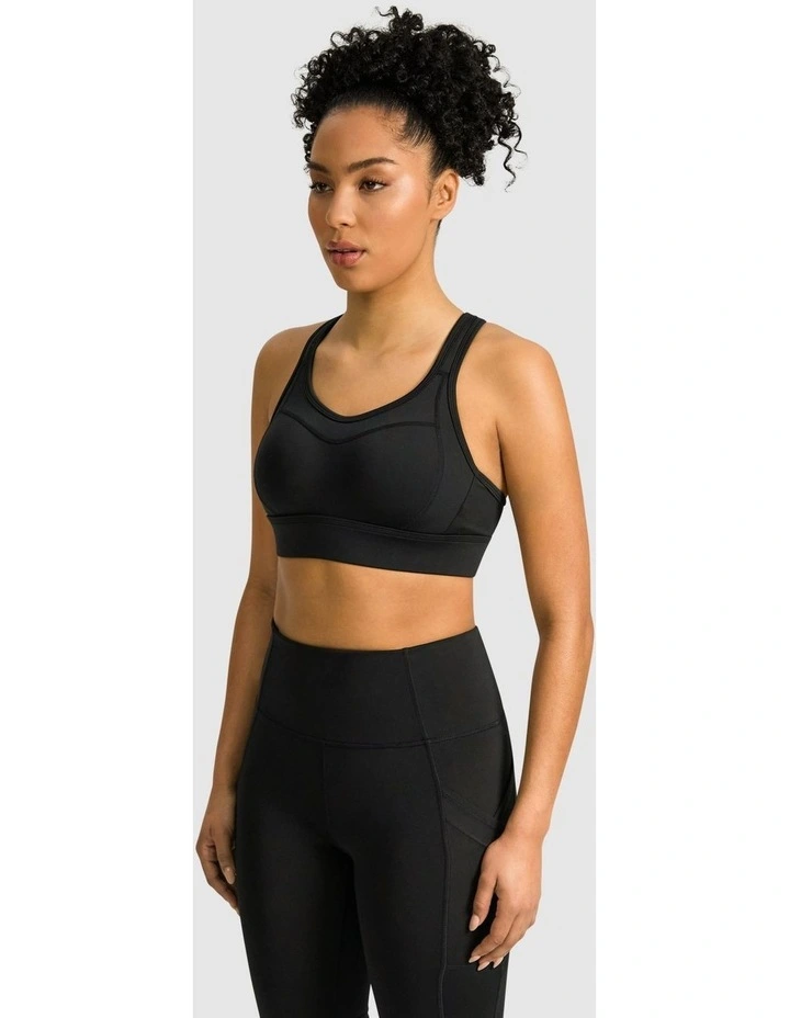 Olympia Moulded Adjustable High Impact Sports Bra in Black image 2