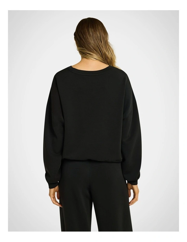Travel Hip Length Crew Jumper in Black image 2